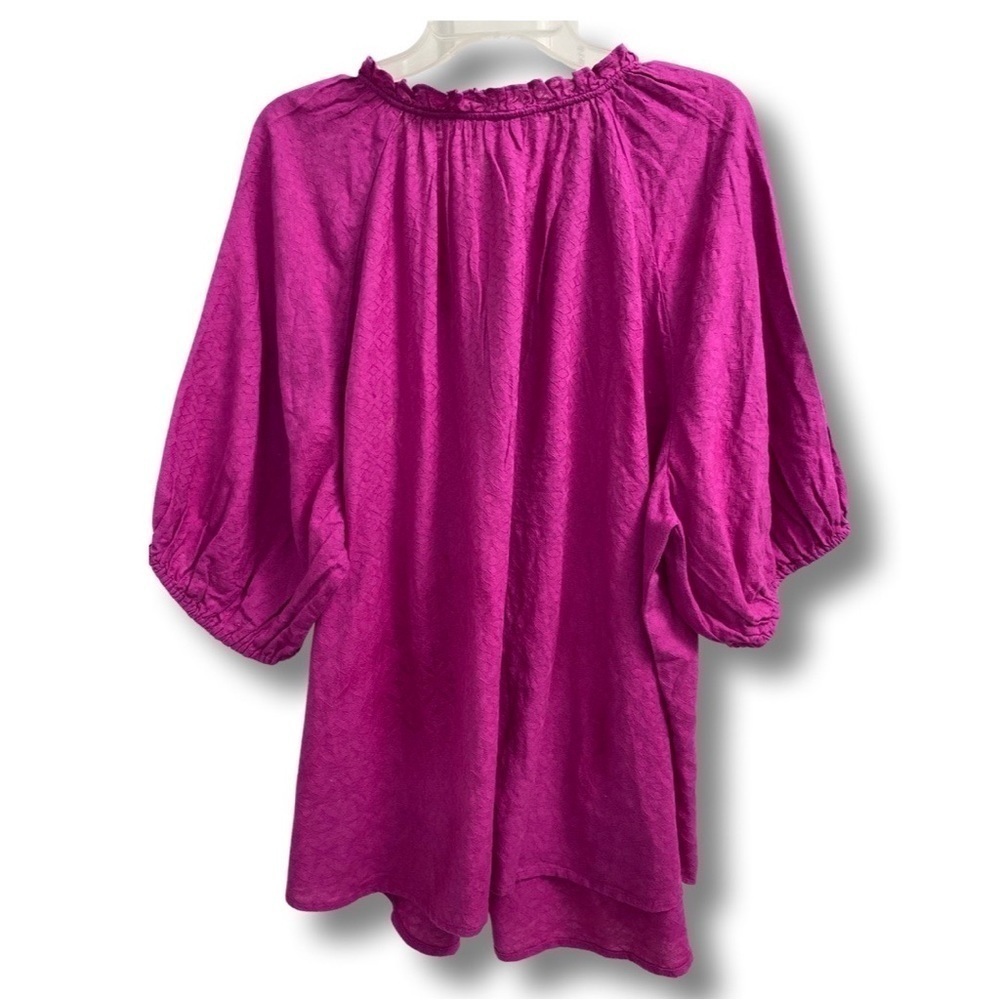 Knox Rose Puff Elbow Sleeve V Neck Peasant Blouse Top 2X Purple NEW - Picture 5 of 5